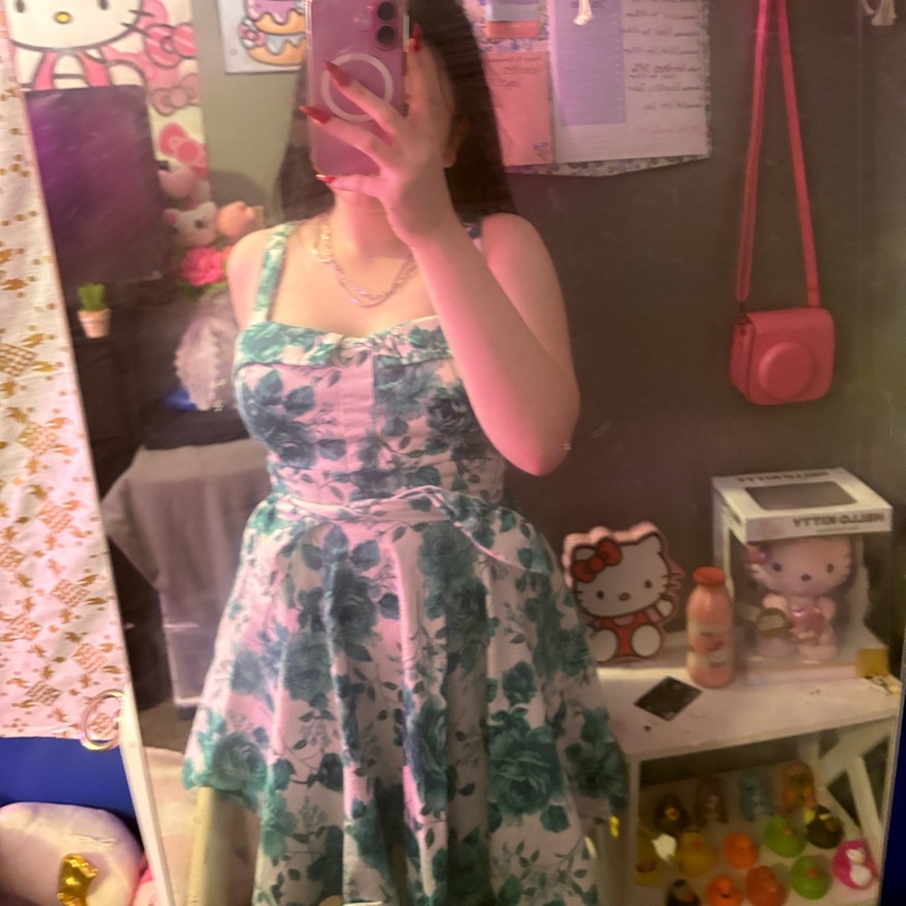 Green And White Flower Dress